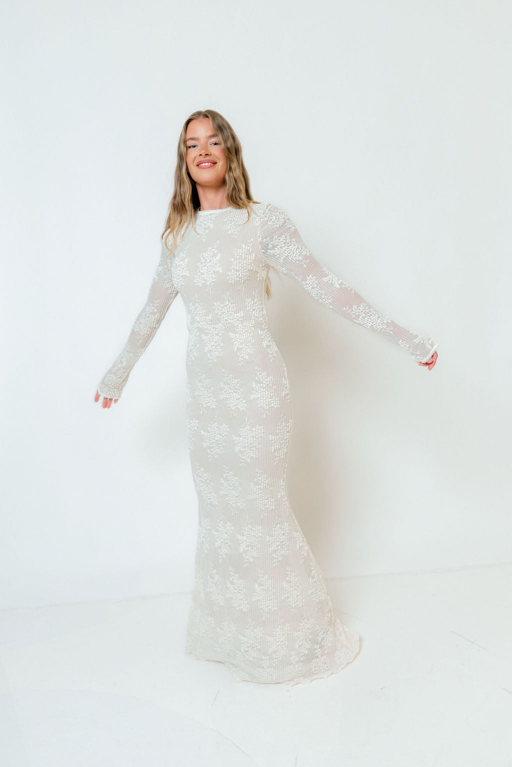Seraphine Lace Maxi Dress in Ivory - Bump Friendly & Inclusive Sizing (Size Up for Bump) - Image 7