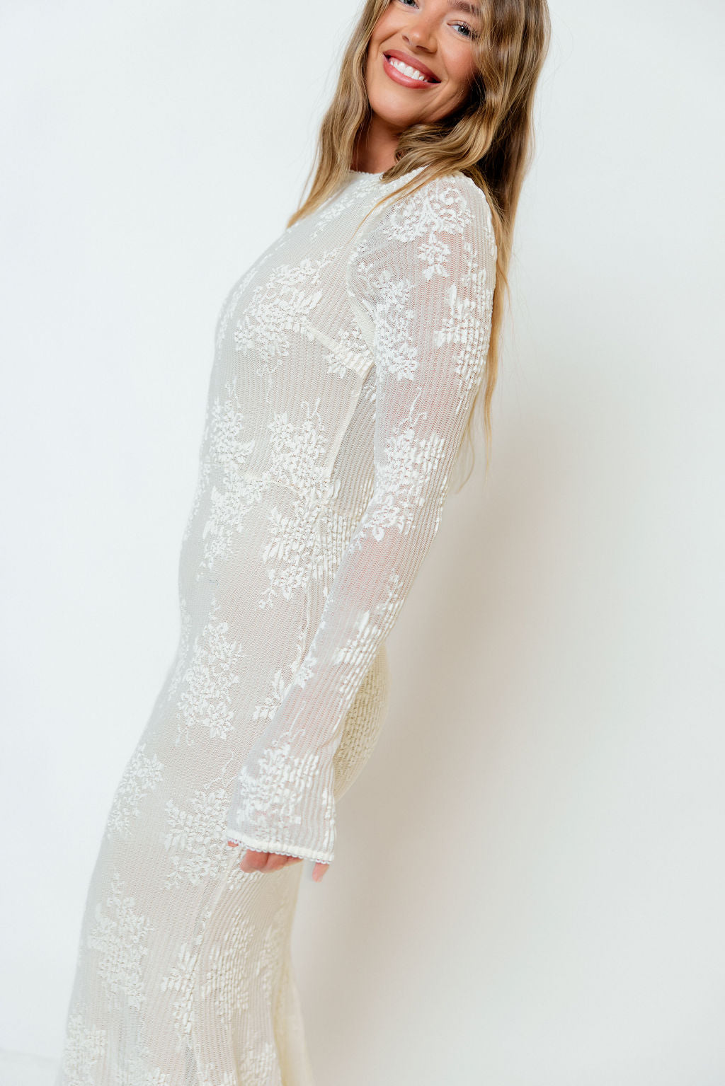 Seraphine Lace Maxi Dress in Ivory - Bump Friendly & Inclusive Sizing (Size Up for Bump) - Image 8