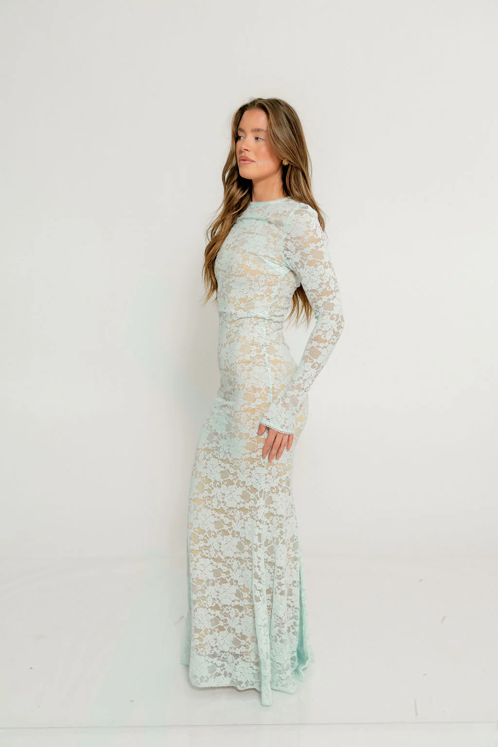 Seraphine Lace Maxi Dress in Pale Blue - Bump Friendly (Size Up for Bump) - Image 12
