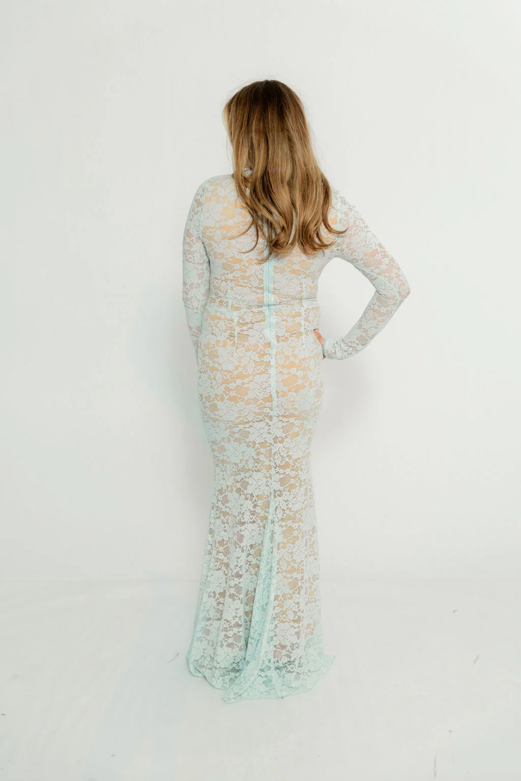 Seraphine Lace Maxi Dress in Pale Blue - Bump Friendly (Size Up for Bump) - Image 16