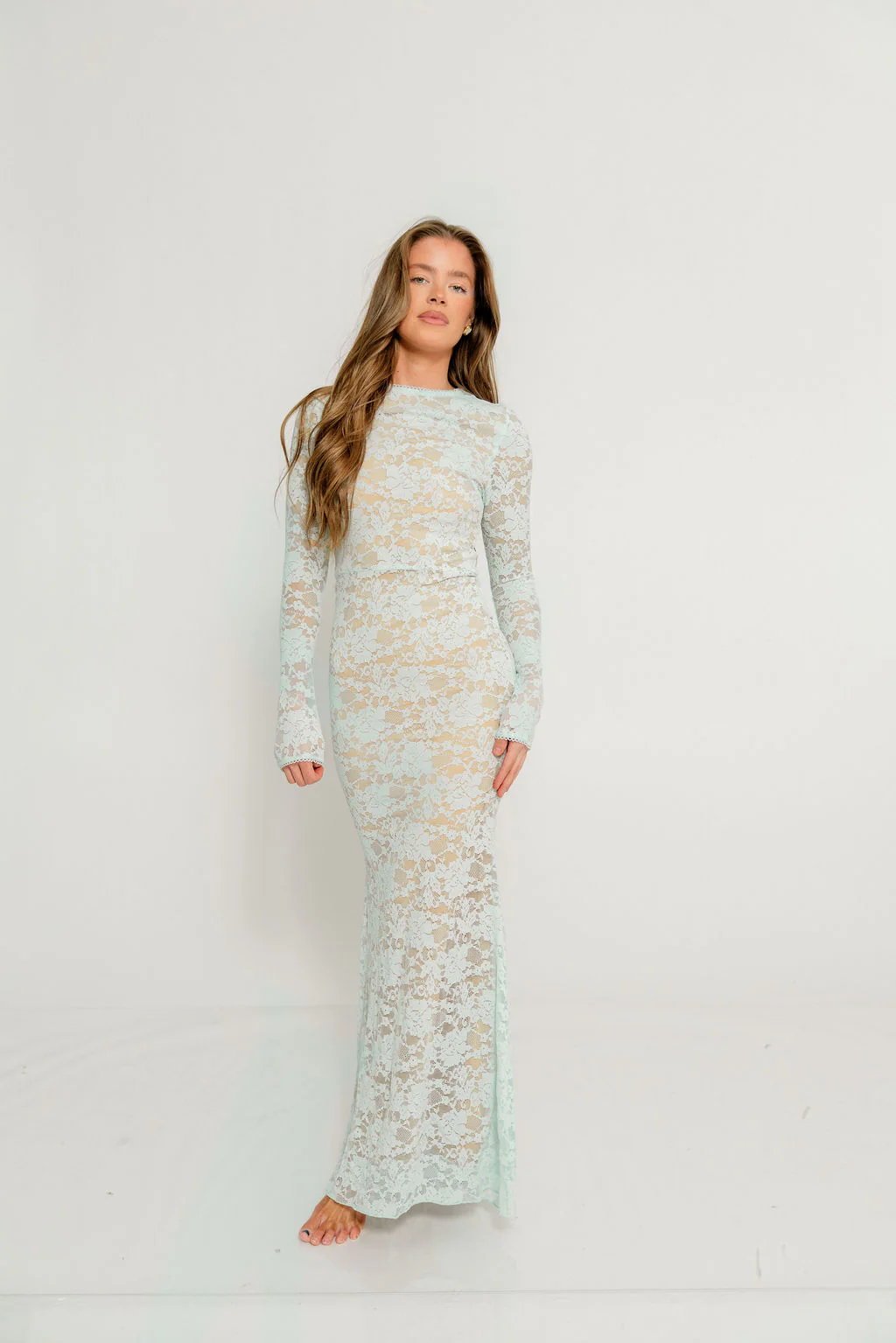 Seraphine Lace Maxi Dress in Pale Blue - Bump Friendly (Size Up for Bump) - Image 21