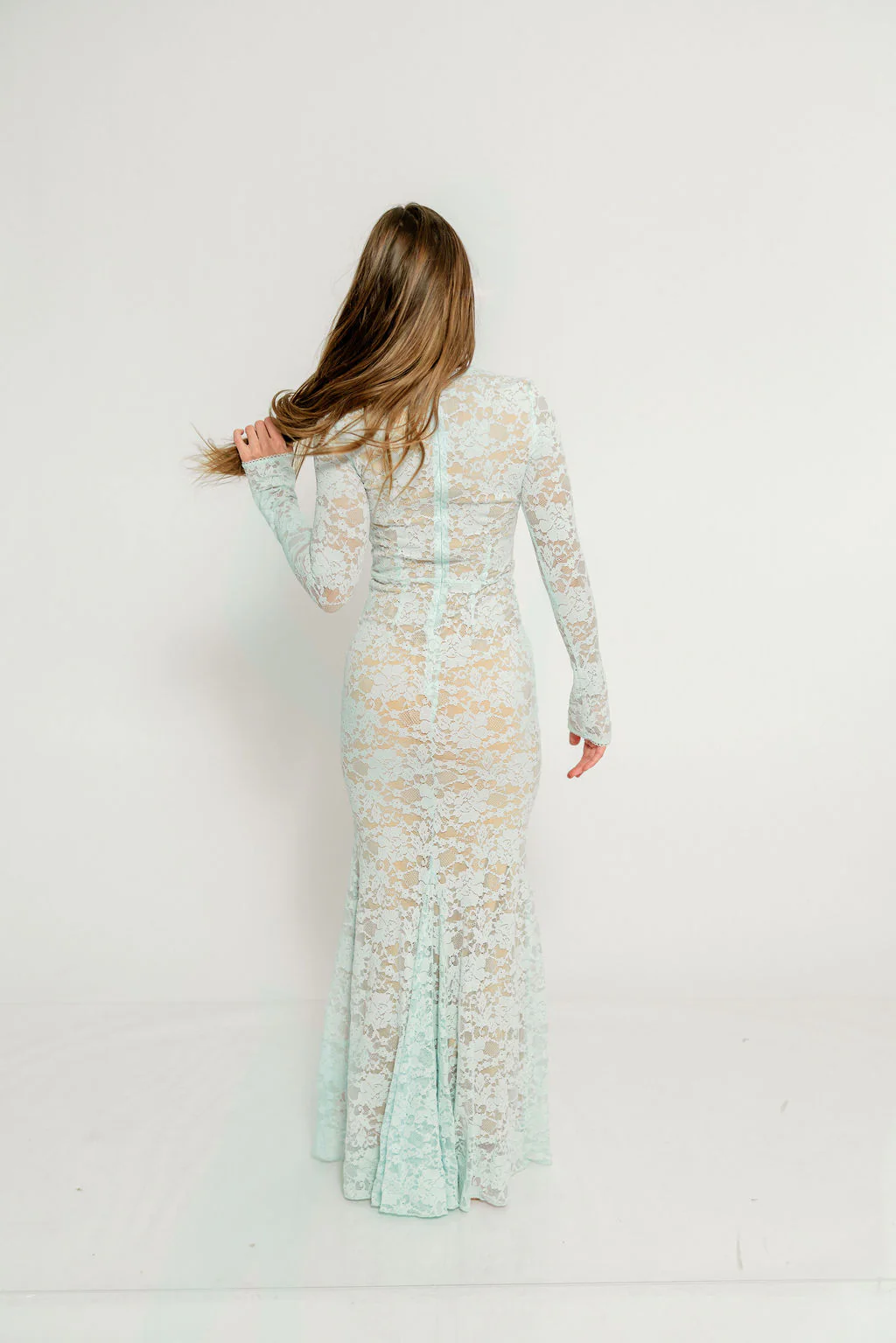 Seraphine Lace Maxi Dress in Pale Blue - Bump Friendly (Size Up for Bump) - Image 23