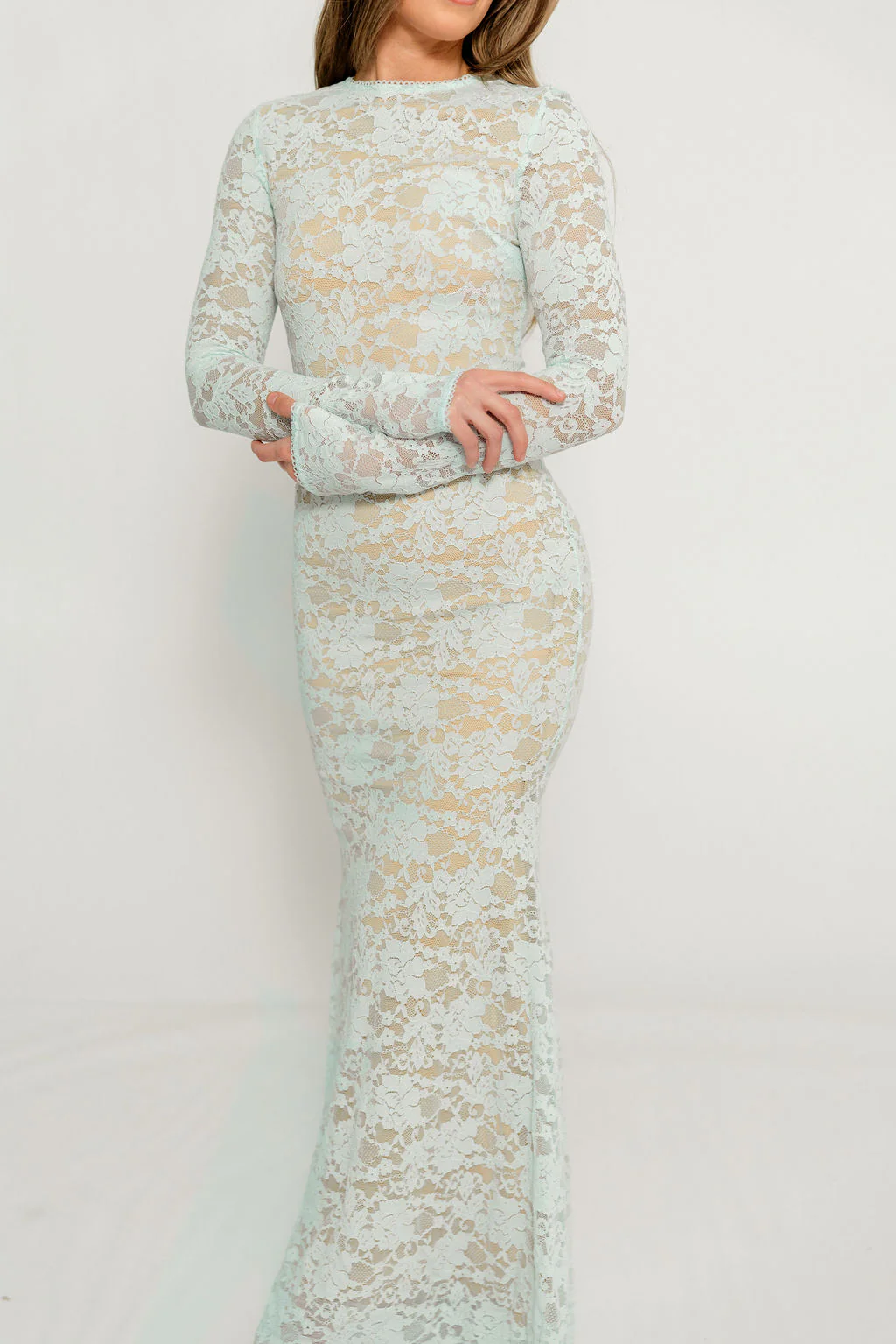 Seraphine Lace Maxi Dress in Pale Blue - Bump Friendly (Size Up for Bump) - Image 25