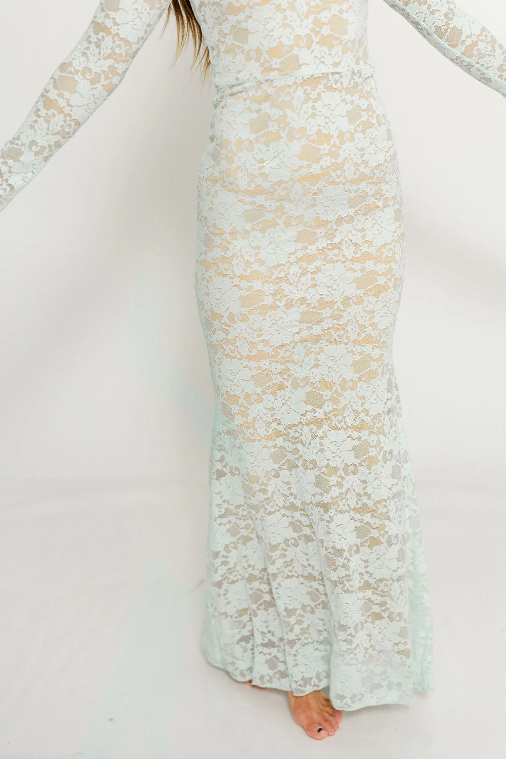 Seraphine Lace Maxi Dress in Pale Blue - Bump Friendly (Size Up for Bump) - Image 26