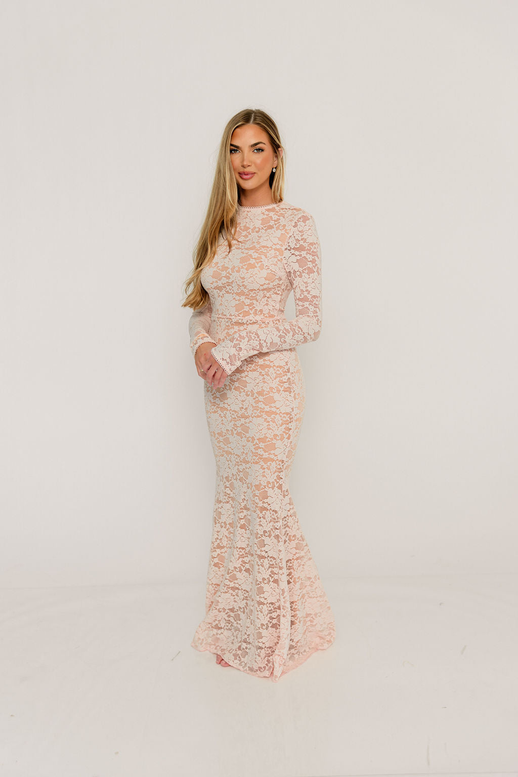 Seraphine Lace Maxi Dress in Pale Pink - Bump Friendly (Size Up for Bump) - Image 19