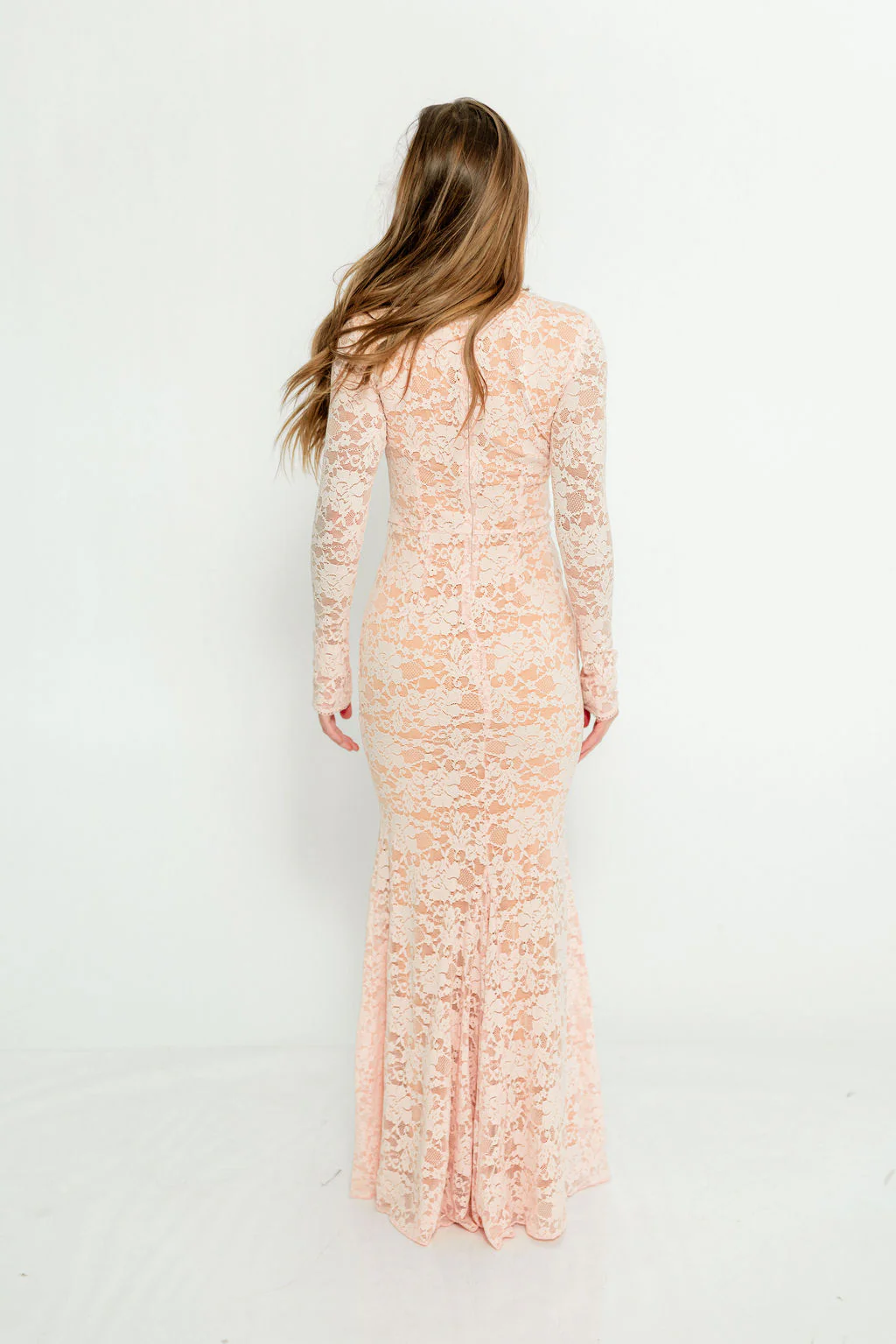 Seraphine Lace Maxi Dress in Pale Pink - Bump Friendly (Size Up for Bump) - Image 7