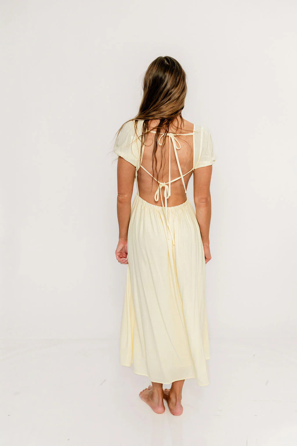 August Open Back Midi Dress in Ivory Cream - Bump Friendly - Image 4