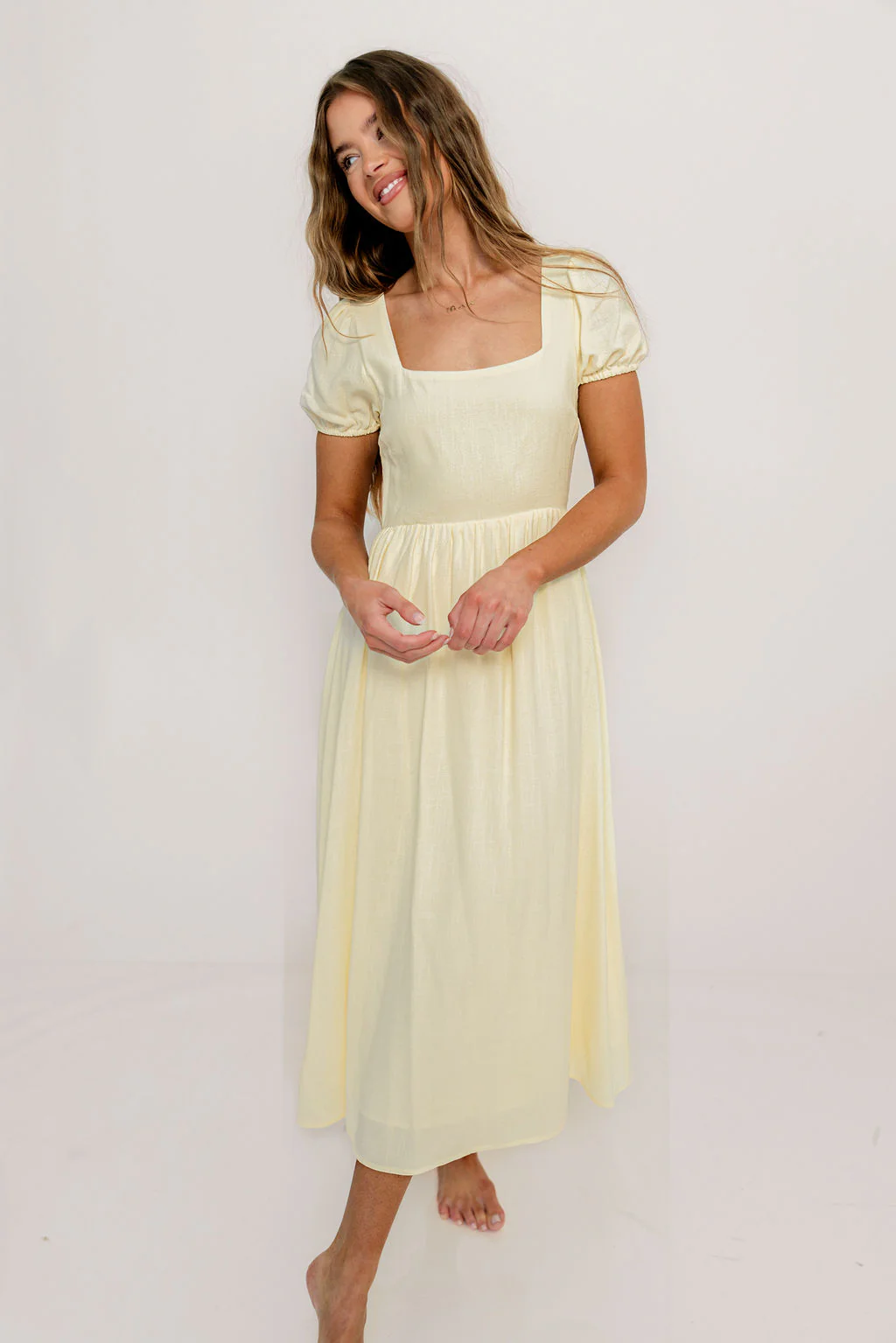 August Open Back Midi Dress in Ivory Cream - Bump Friendly - Image 7