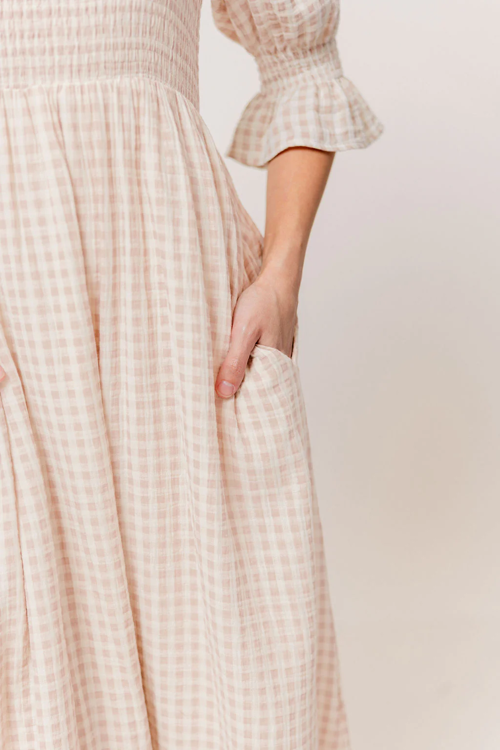 Sienna 100% Cotton Puff Sleeve Maxi Dress in Rose Plaid (Lined) - Bump Friendly - Image 6