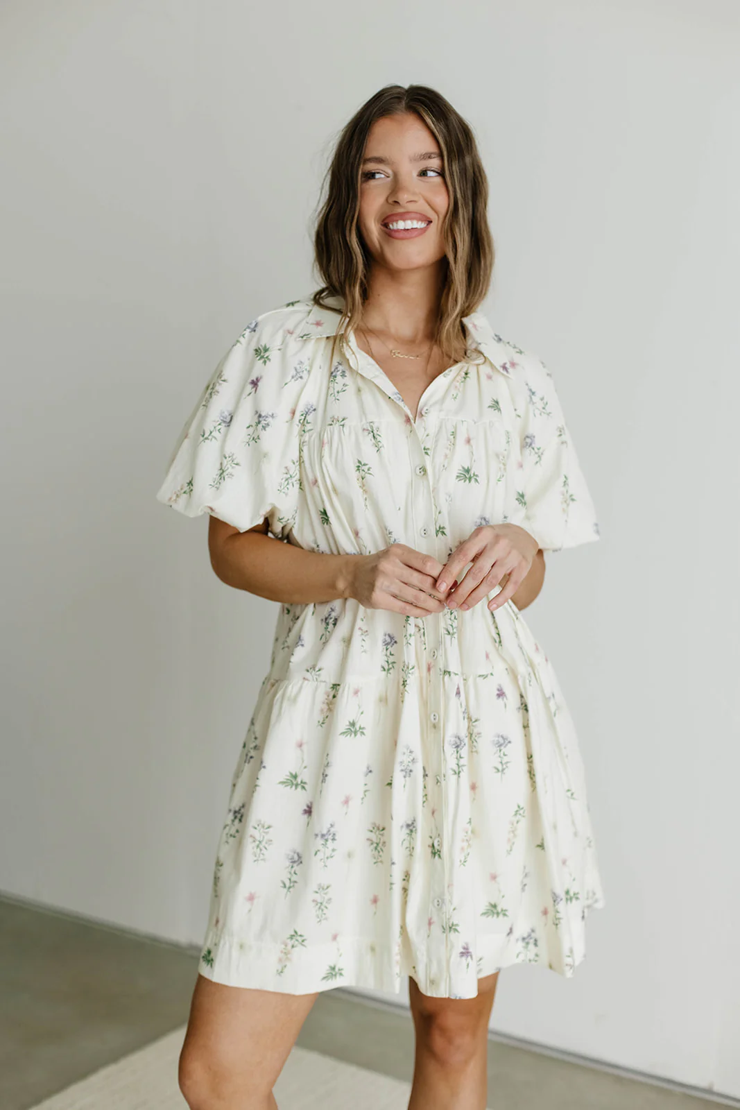 Sinclair 100% Cotton Mini Shirt Dress in Floral - Image 3