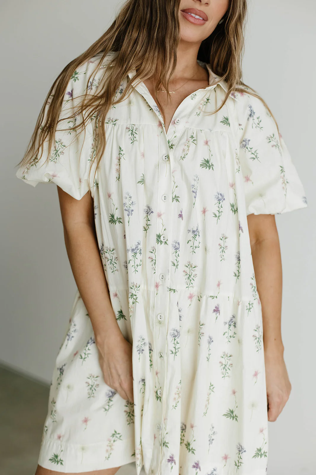 Sinclair 100% Cotton Mini Shirt Dress in Floral - Image 4