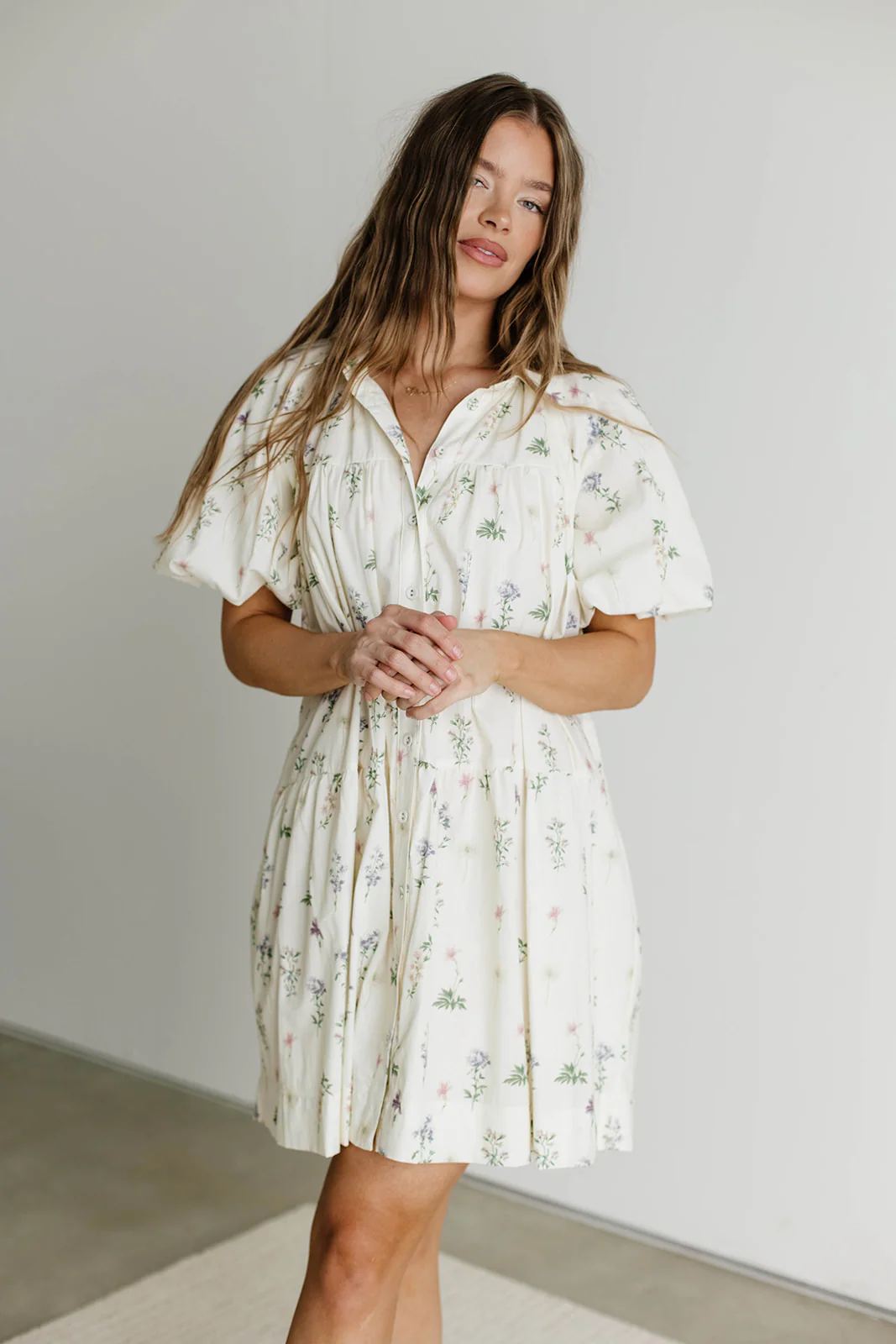 Sinclair 100% Cotton Mini Shirt Dress in Floral - Image 5