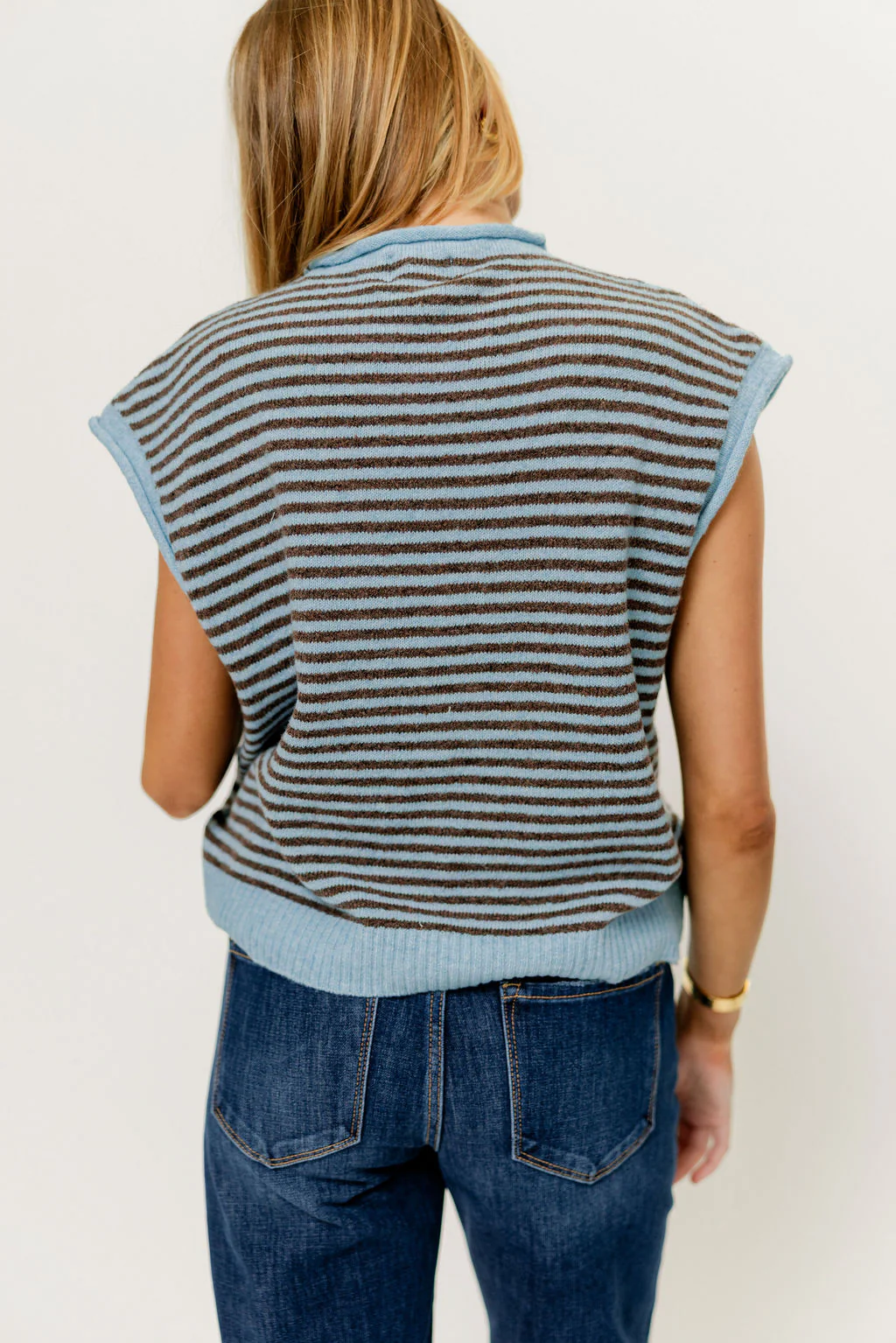 Jax Sweater Vest Cardigan in Light Blue - Image 7