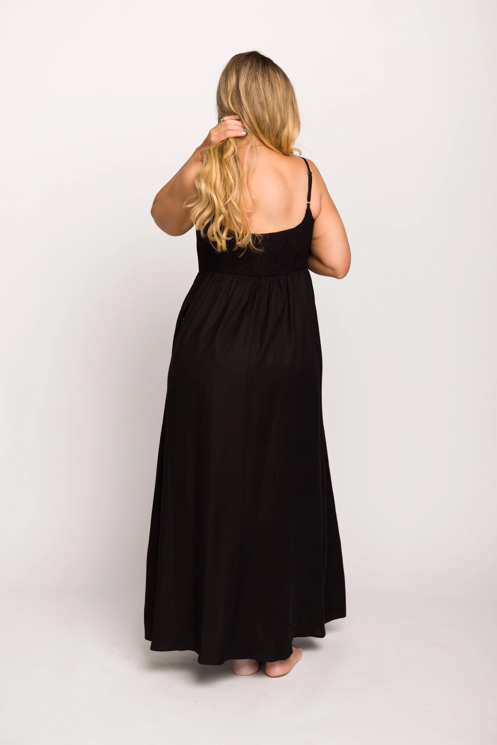 Josefina Smocked Maxi Dress in Black - Bump Friendly - Image 23