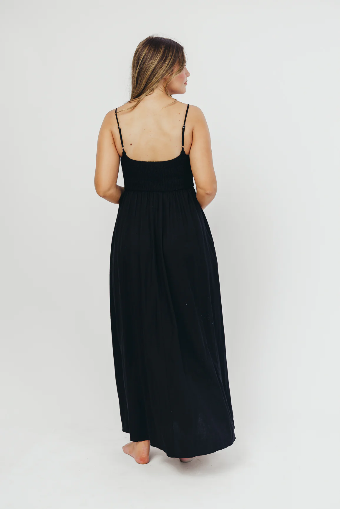 Josefina Smocked Maxi Dress in Black - Bump Friendly - Image 6