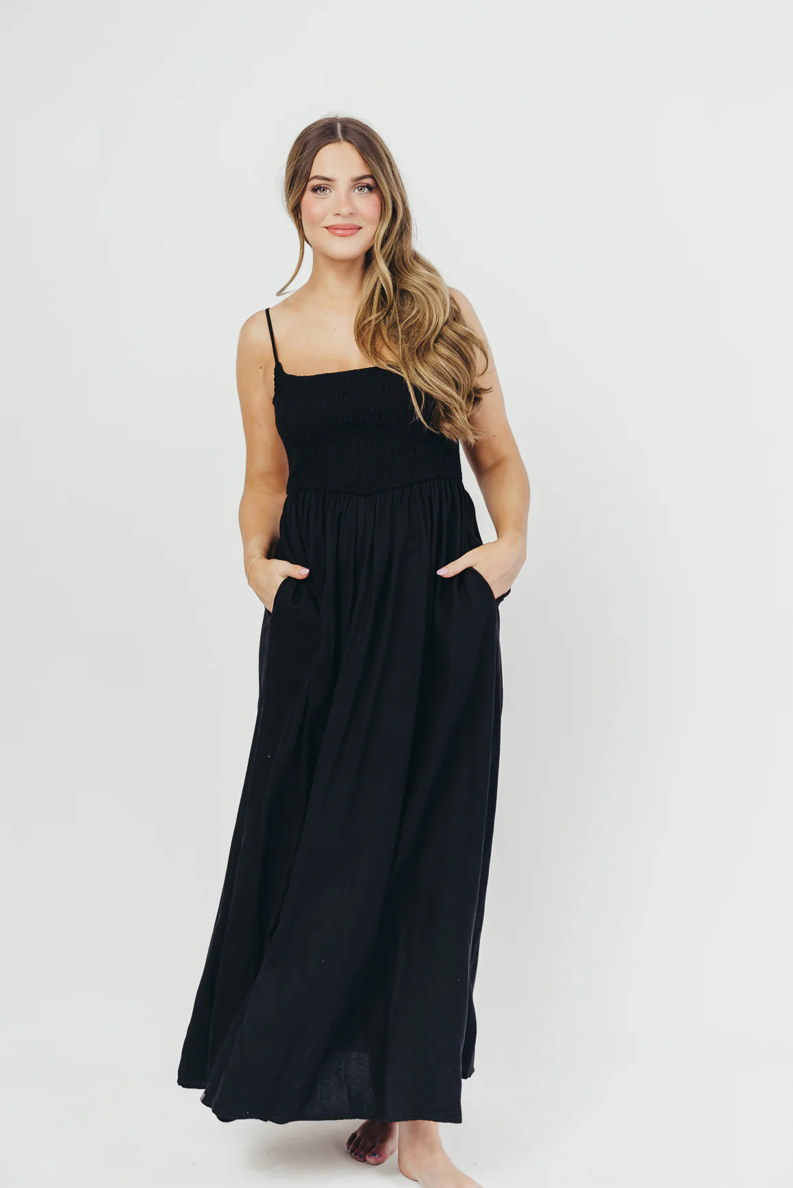 Josefina Smocked Maxi Dress in Black - Bump Friendly - Image 7