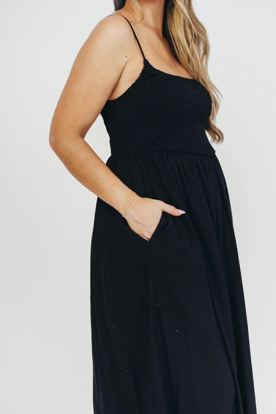 Josefina Smocked Maxi Dress in Black - Bump Friendly - Image 9