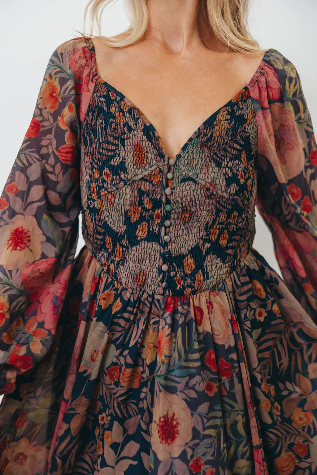 Steph Smocked Button-Front Maxi Dress in Midnight Floral *Final Sale* - Image 14