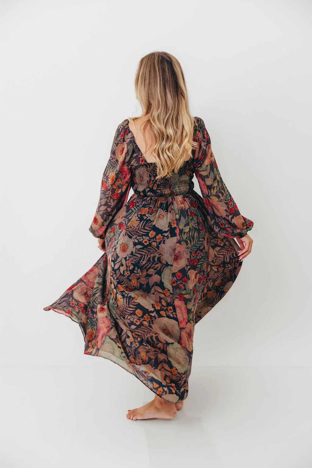 Steph Smocked Button-Front Maxi Dress in Midnight Floral *Final Sale* - Image 17