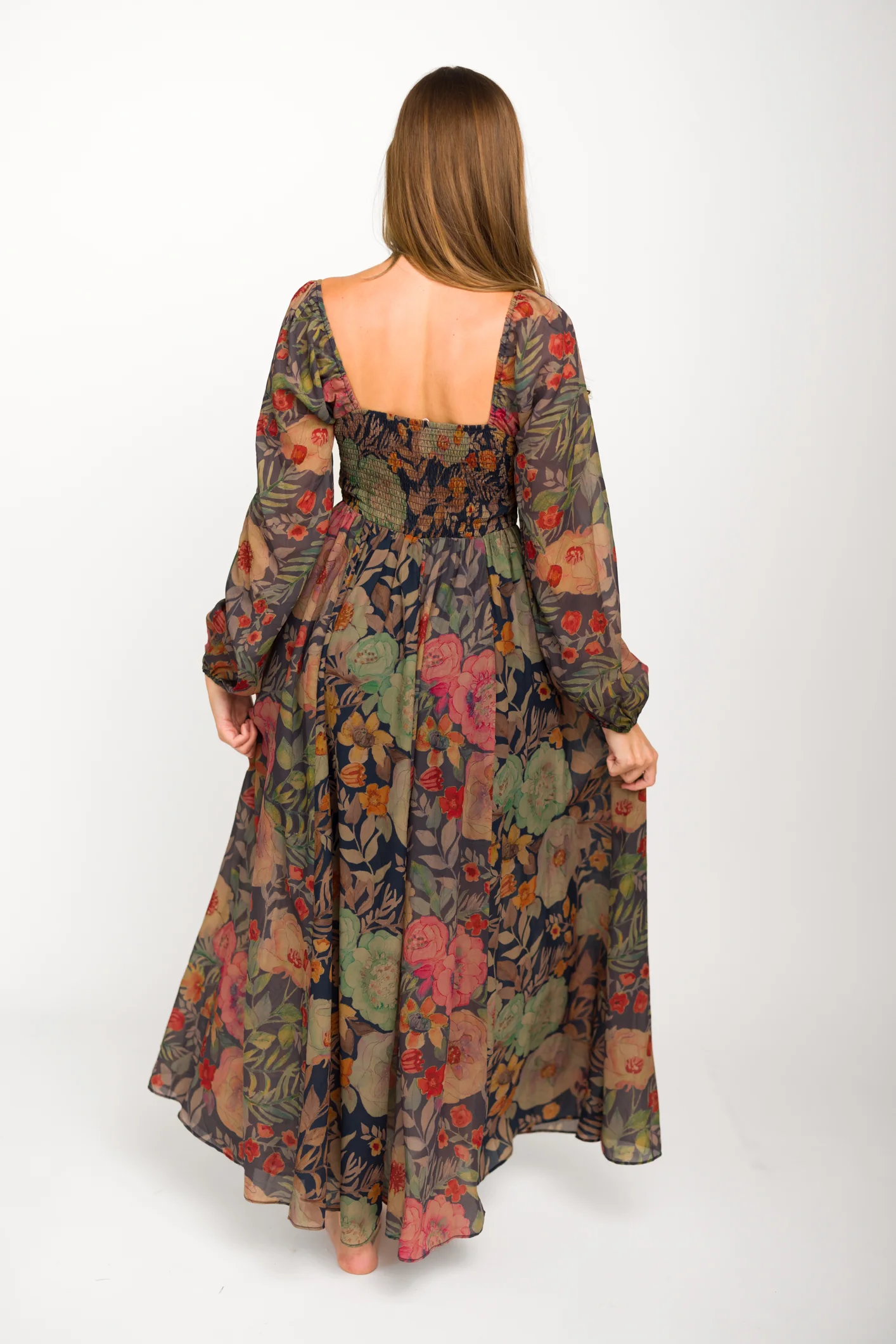Steph Smocked Button-Front Maxi Dress in Midnight Floral *Final Sale* - Image 23