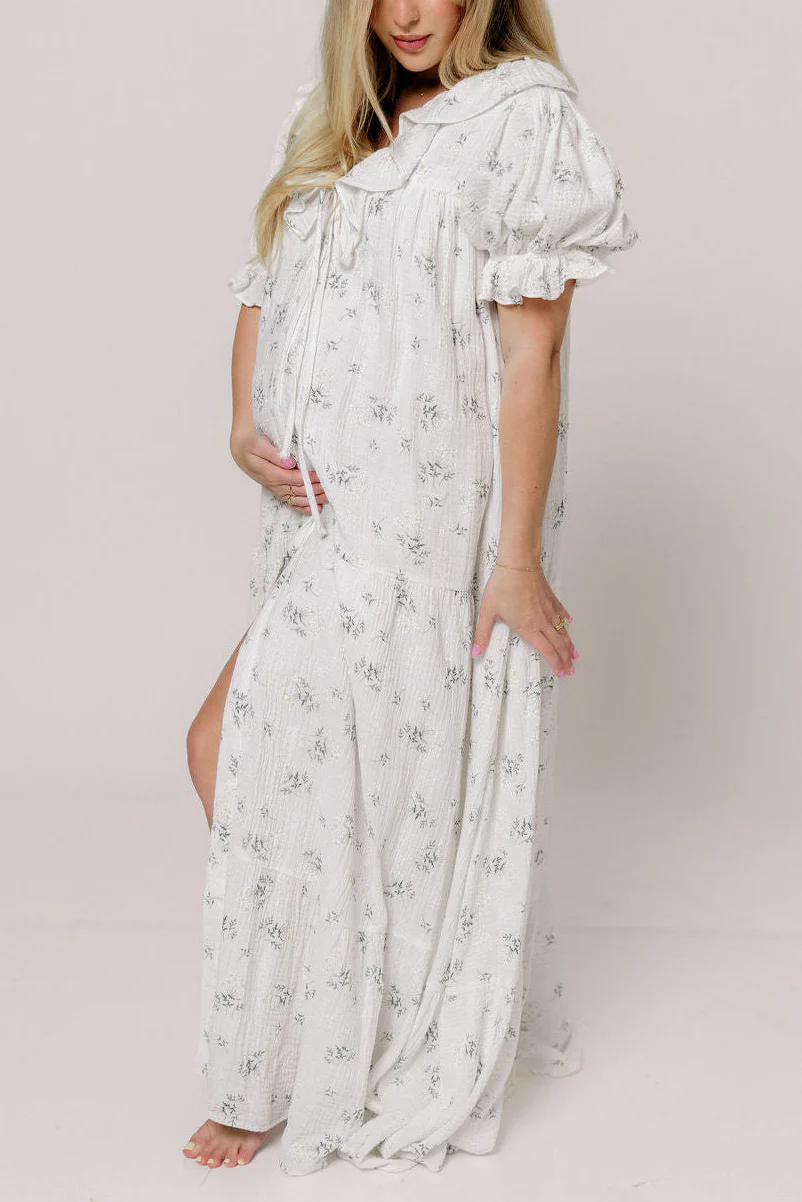 Sunday 100% Cotton Maxi Dress in Off-White - Bump Friendly & Inclusive Sizing - Image 13
