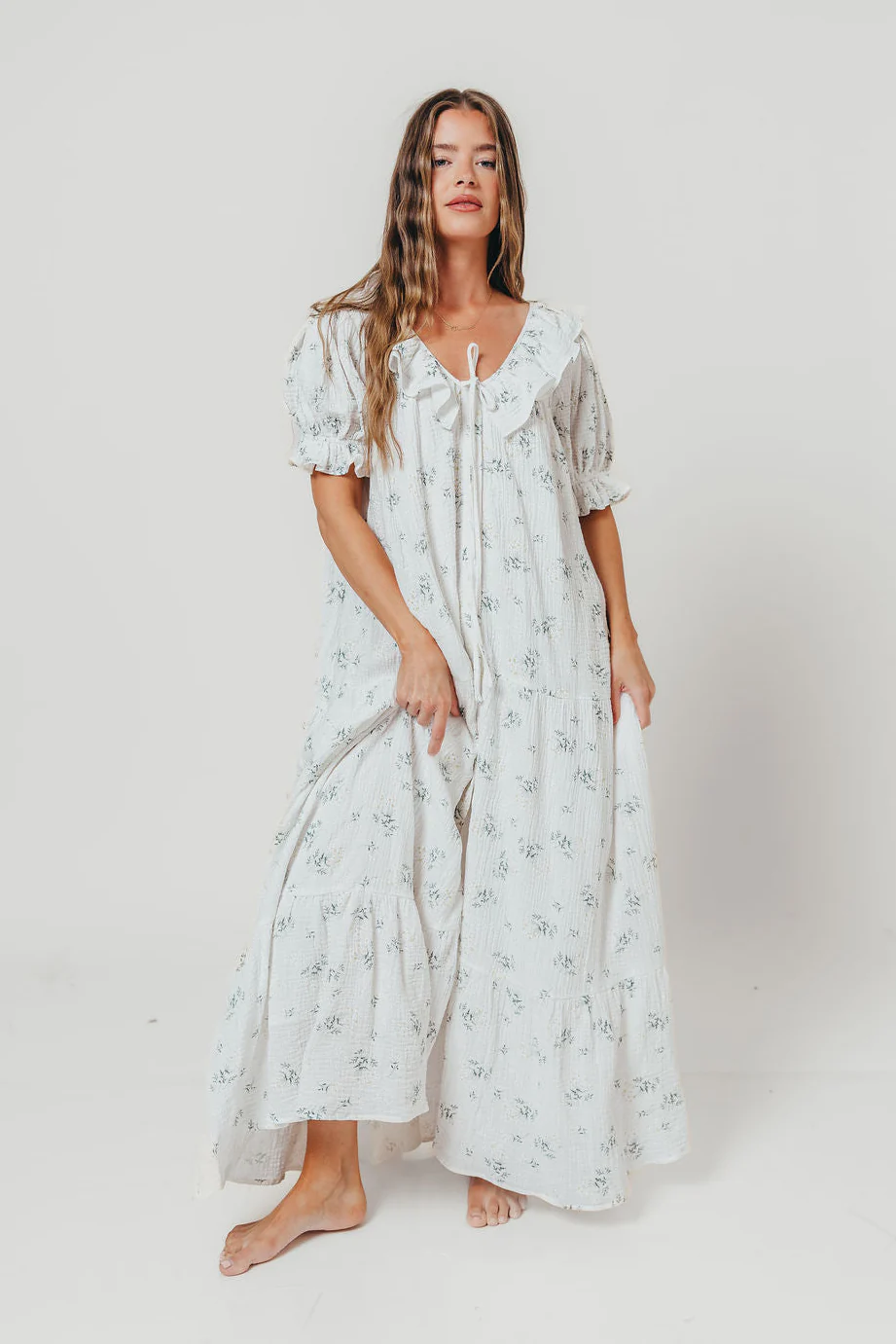 Sunday 100% Cotton Maxi Dress in Off-White - Bump Friendly & Inclusive Sizing - Image 2