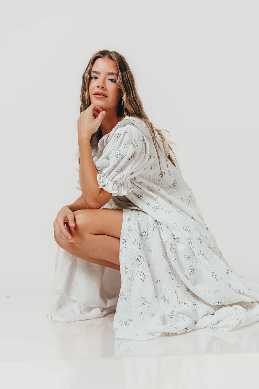 Sunday 100% Cotton Maxi Dress in Off-White - Bump Friendly & Inclusive Sizing - Image 4