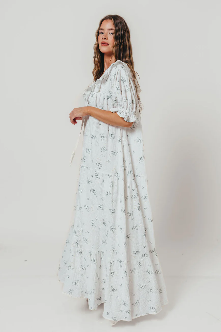 Sunday 100% Cotton Maxi Dress in Off-White - Bump Friendly & Inclusive Sizing - Image 5