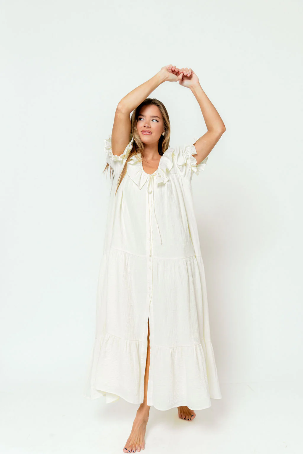 Sunday 100% Cotton Maxi Dress in Cream - Bump Friendly & Inclusive Sizing - Image 10