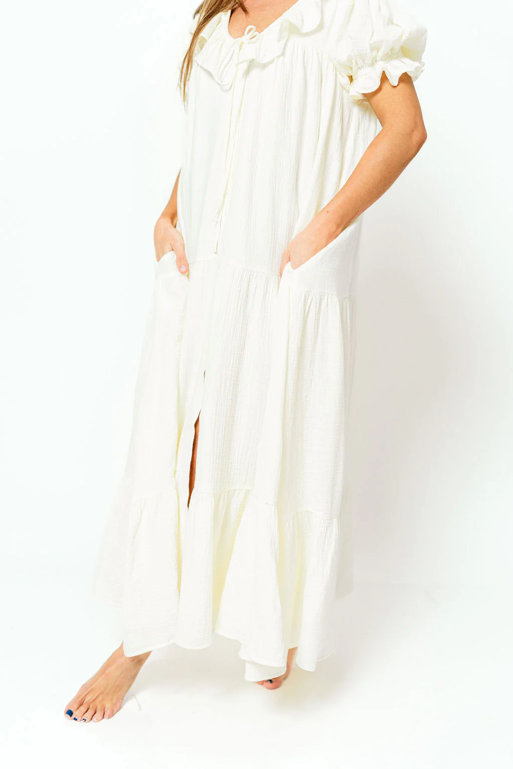 Sunday 100% Cotton Maxi Dress in Cream - Bump Friendly & Inclusive Sizing - Image 14