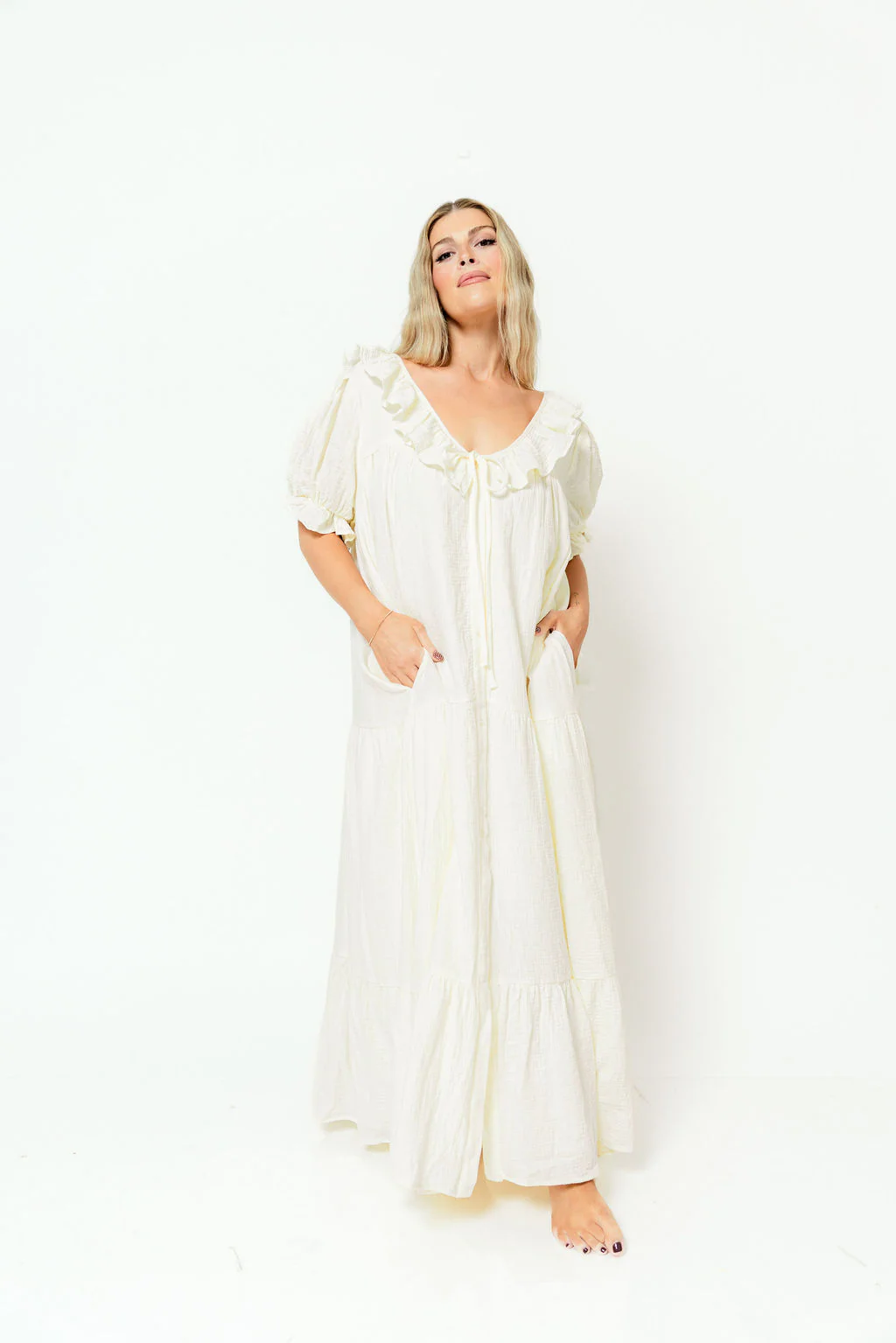 Sunday 100% Cotton Maxi Dress in Cream - Bump Friendly & Inclusive Sizing - Image 19
