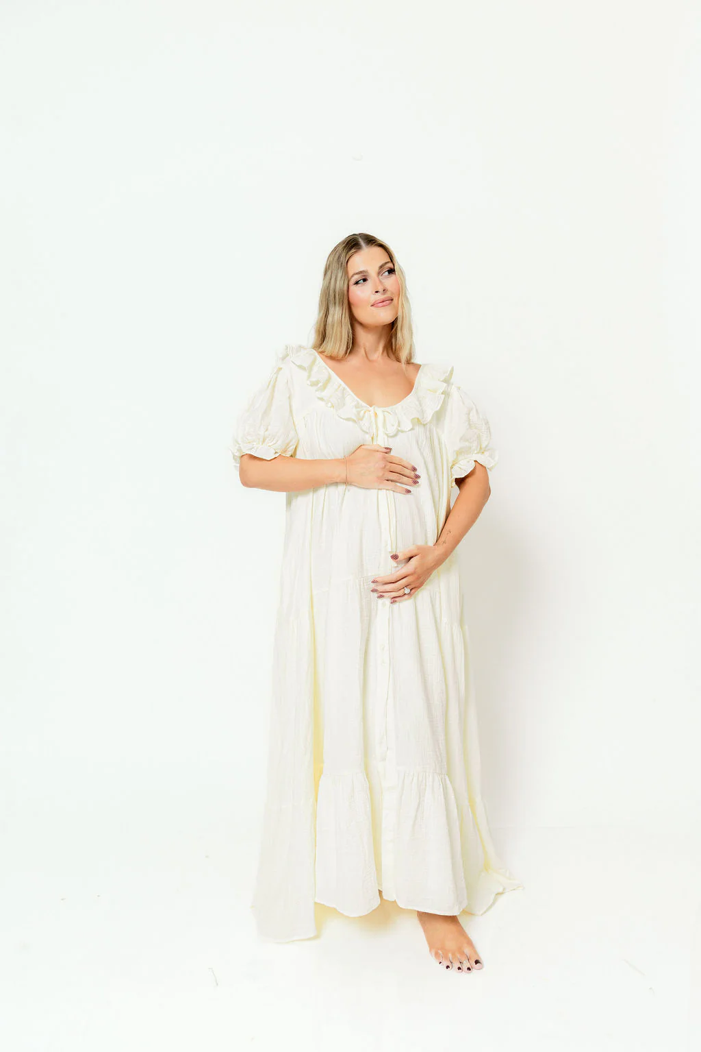 Sunday 100% Cotton Maxi Dress in Cream - Bump Friendly & Inclusive Sizing - Image 21