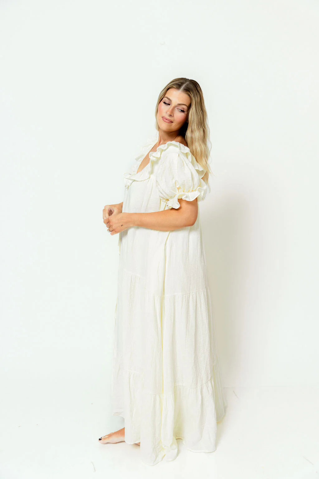 Sunday 100% Cotton Maxi Dress in Cream - Bump Friendly & Inclusive Sizing - Image 24