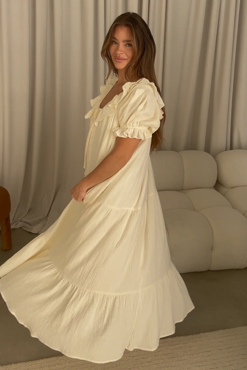 Sunday 100% Cotton Maxi Dress in Cream - Bump Friendly & Inclusive Sizing - Image 7