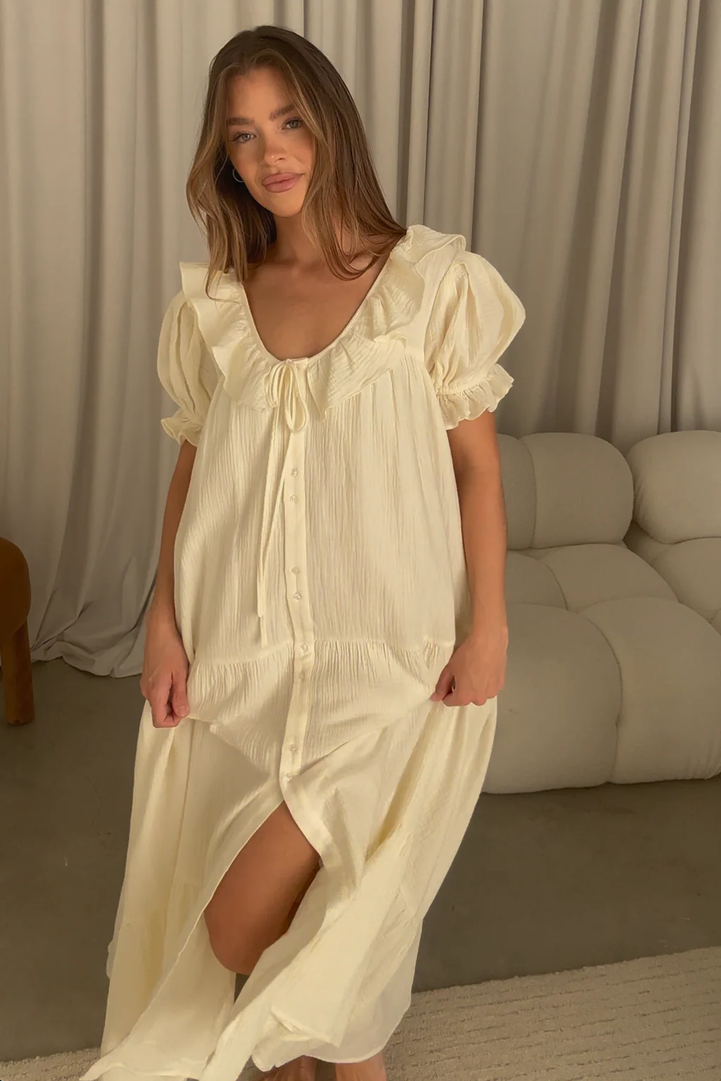Sunday 100% Cotton Maxi Dress in Cream - Bump Friendly & Inclusive Sizing - Image 9