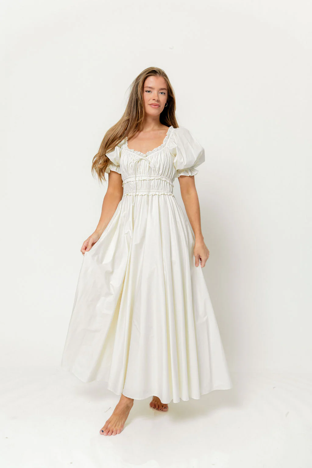 Sydnee Cotton Maxi Dress in Cream - Bump Friendly