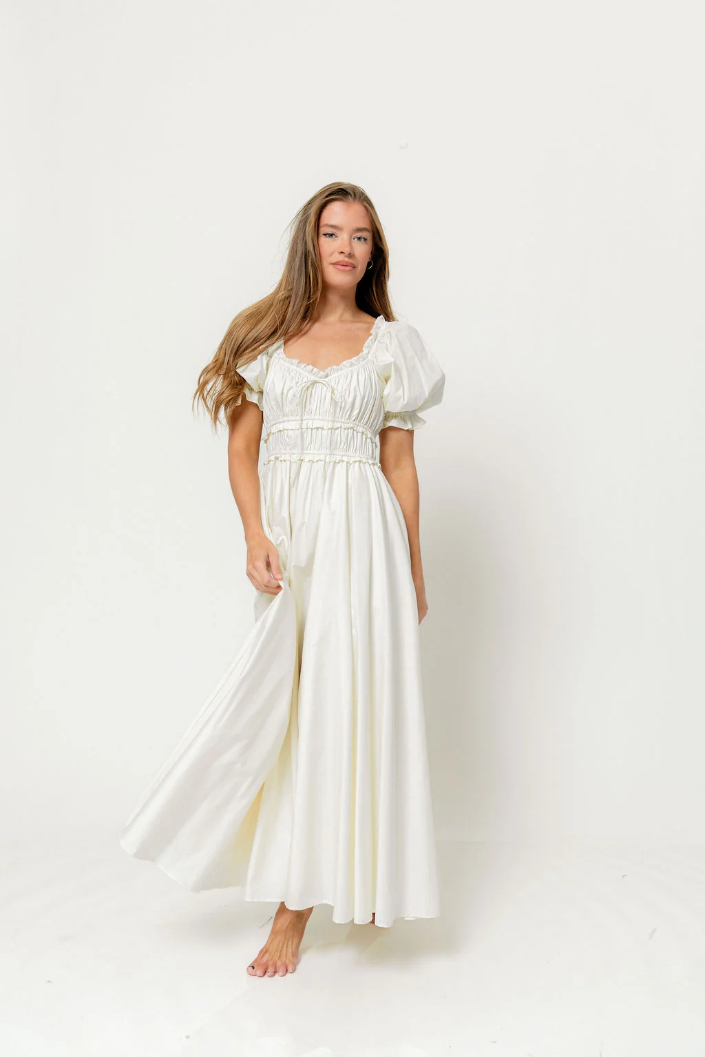 Sydnee Cotton Maxi Dress in Cream - Bump Friendly - Image 2