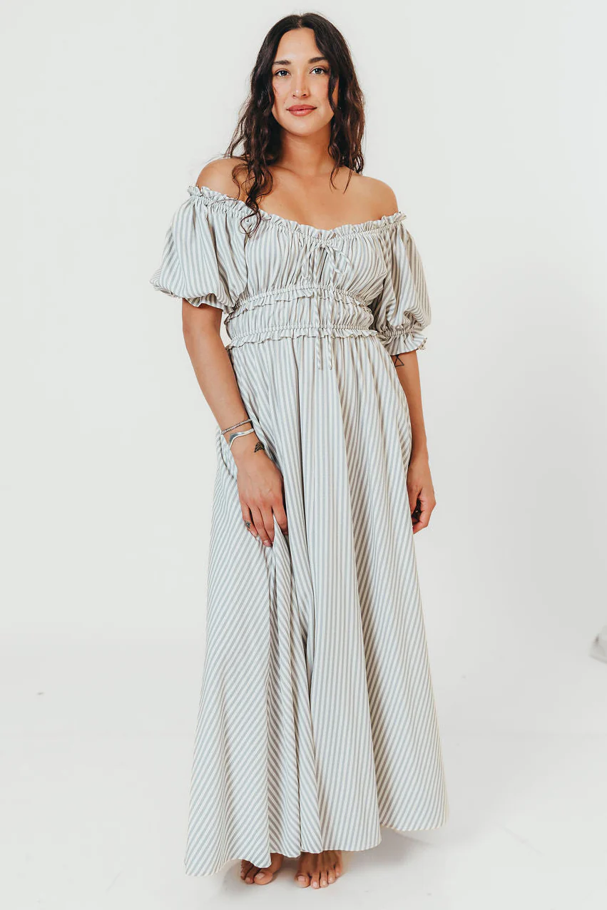 Sydnee Maxi Dress in Hamptons Blue Stripe - Bump Friendly