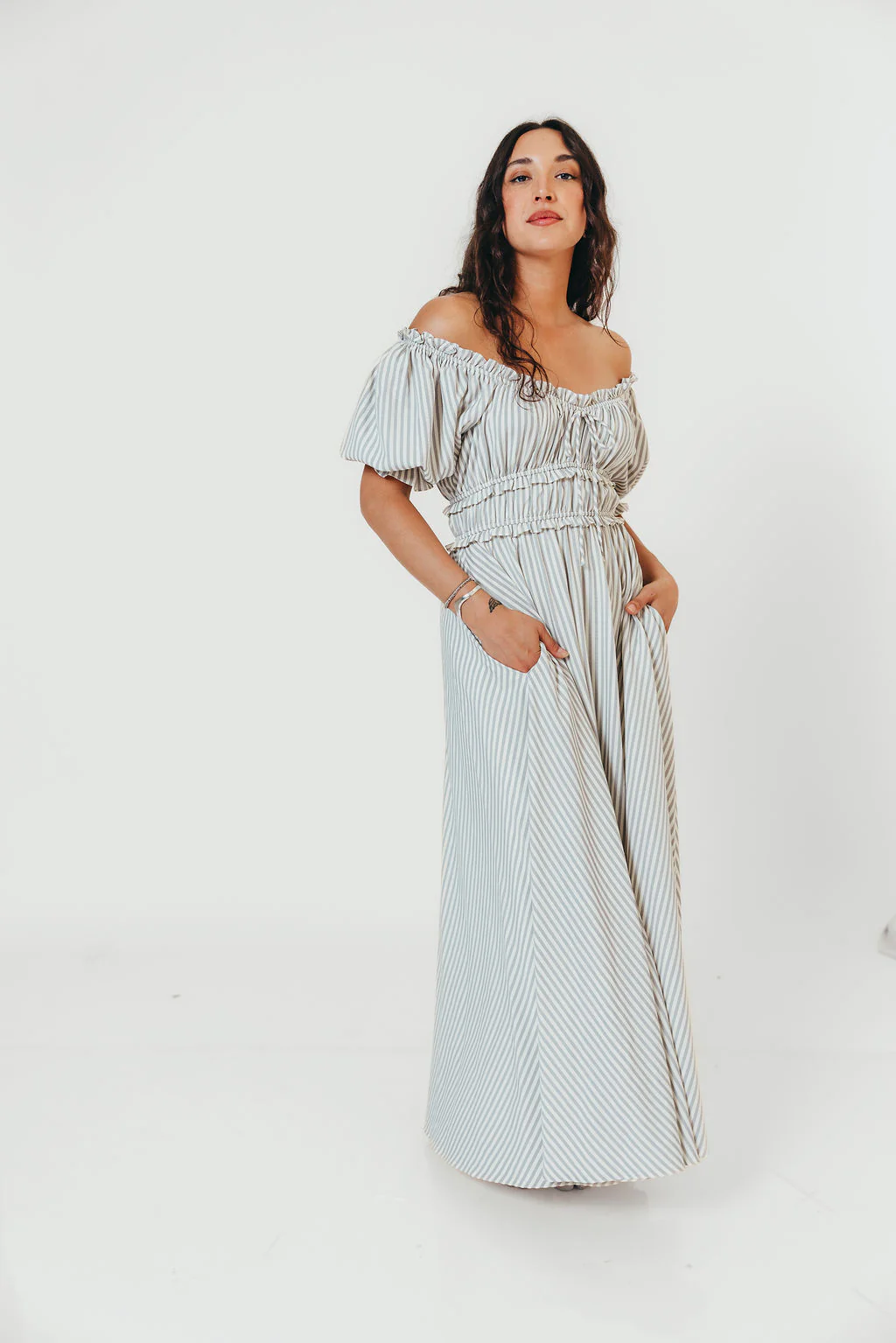 Sydnee Maxi Dress in Hamptons Blue Stripe - Bump Friendly - Image 5