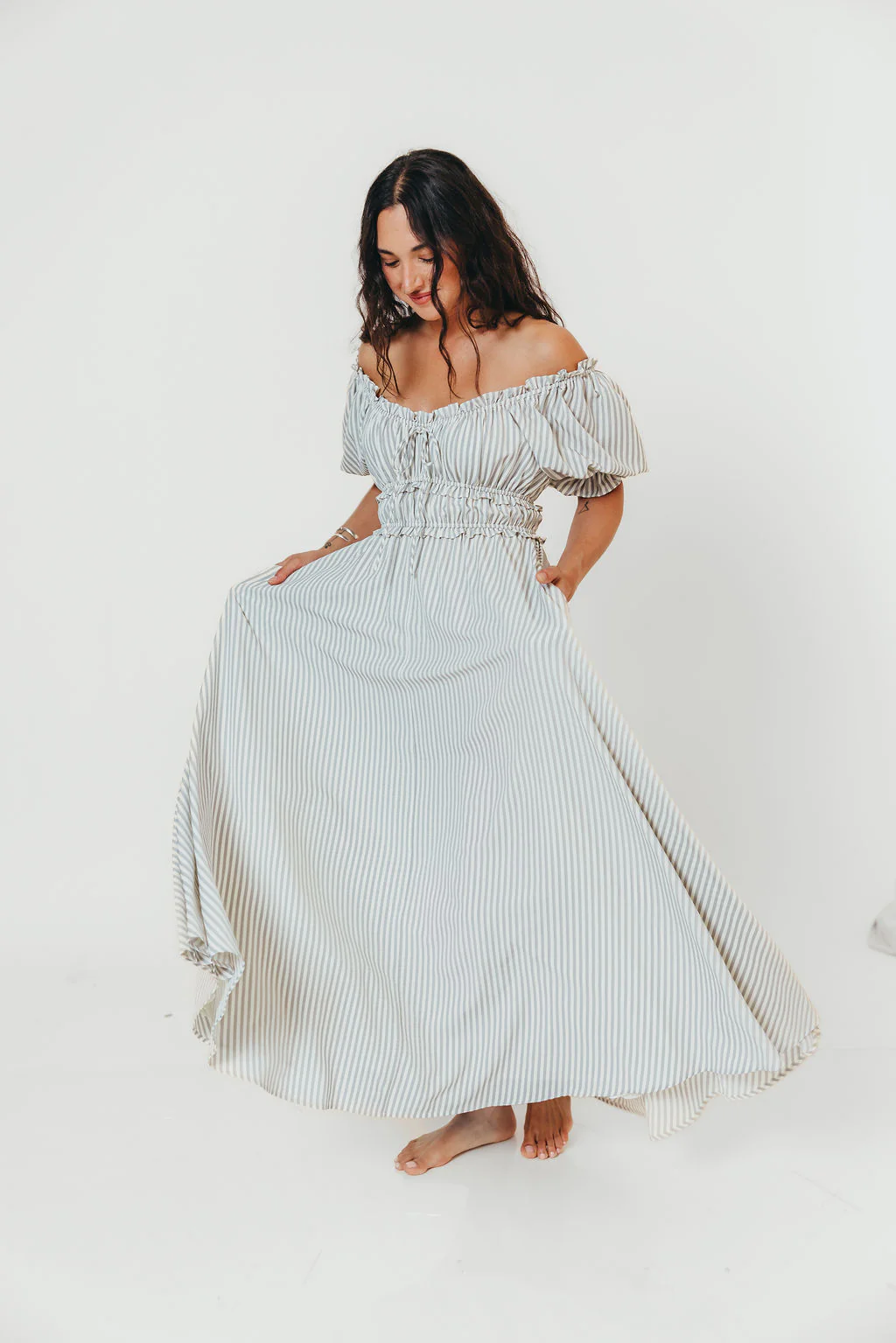 Sydnee Maxi Dress in Hamptons Blue Stripe - Bump Friendly - Image 6