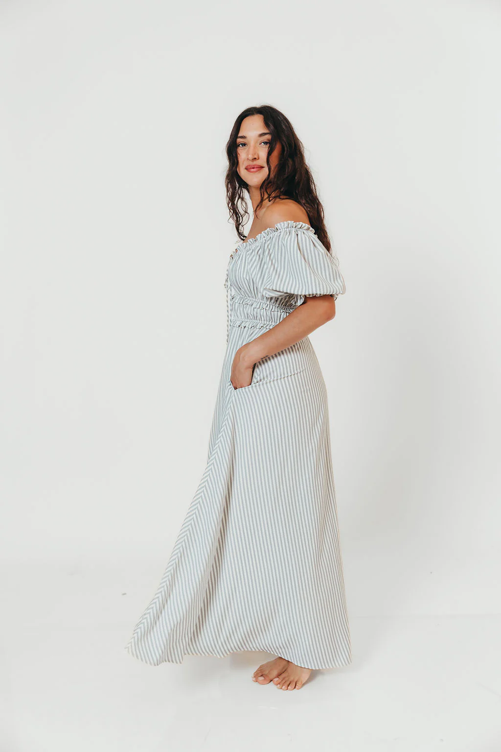 Sydnee Maxi Dress in Hamptons Blue Stripe - Bump Friendly - Image 7