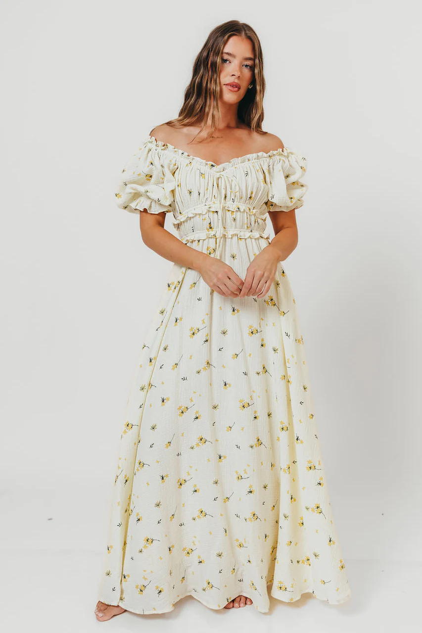 Sydnee Maxi Dress in Yellow Floral - Bump Friendly & Inclusive Sizing - Image 2