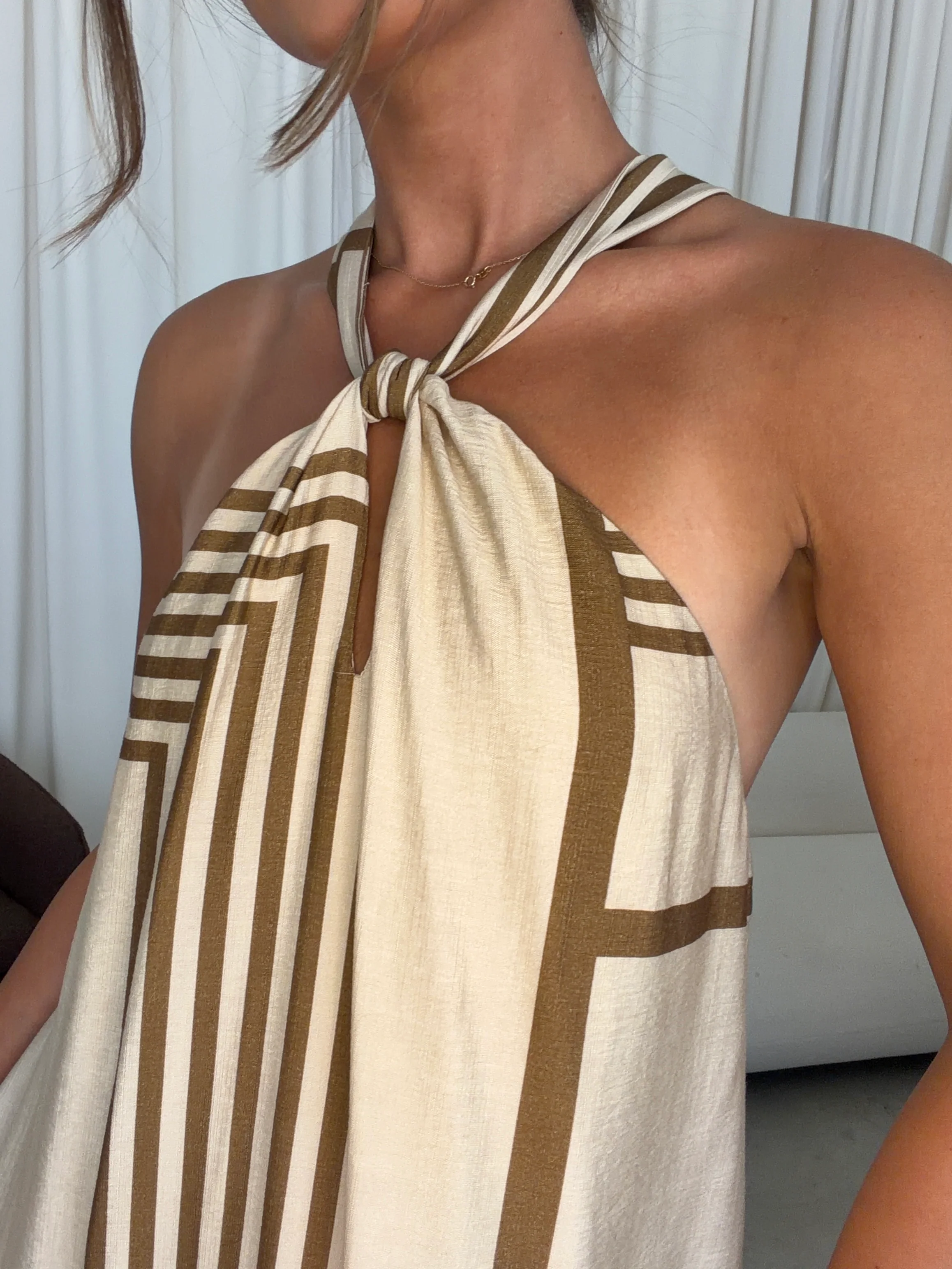 Tamra Maxi Dress in Taupe/Brown - Image 3