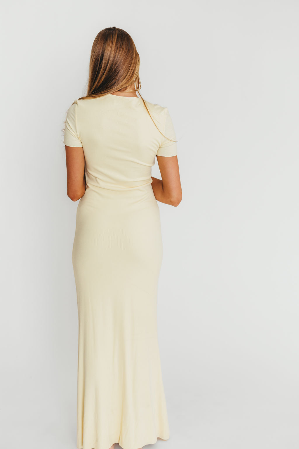 The Charlie Ribbed Maxi Dress in Butter Yellow - Bump Friendly - Image 12