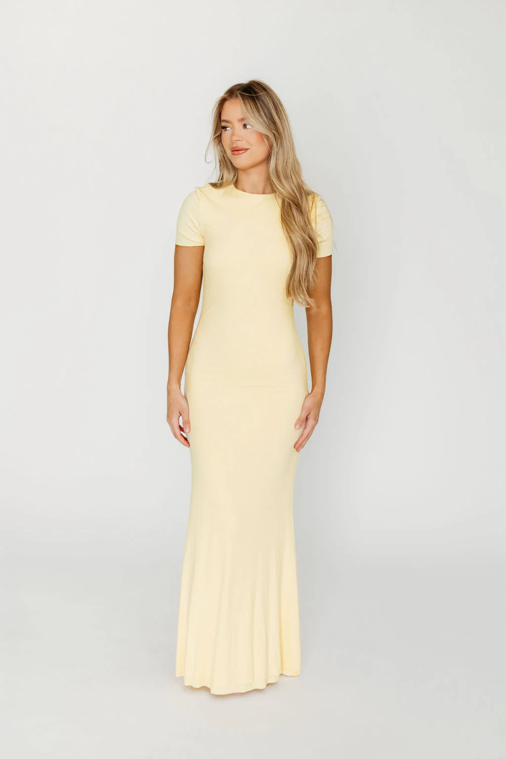 The Charlie Ribbed Maxi Dress in Butter Yellow - Bump Friendly - Image 14