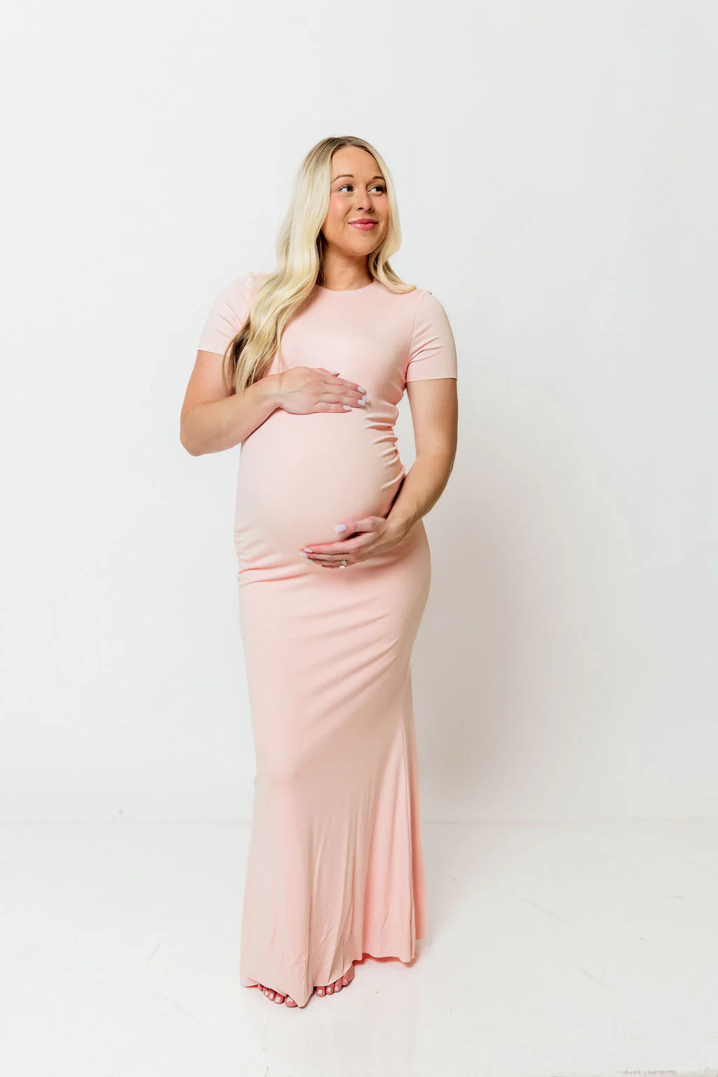The Charlie Ribbed Maxi Dress in Baby Pink - Bump Friendly - Image 20