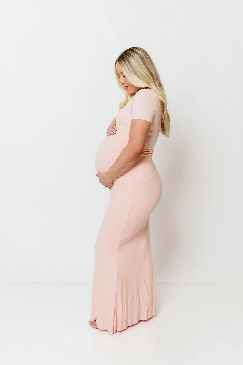 The Charlie Ribbed Maxi Dress in Baby Pink - Bump Friendly - Image 21