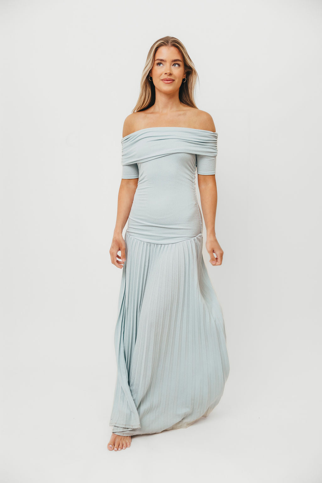 The Lennox Maxi Dress in Dusty Blue - Bump Friendly - Image 3
