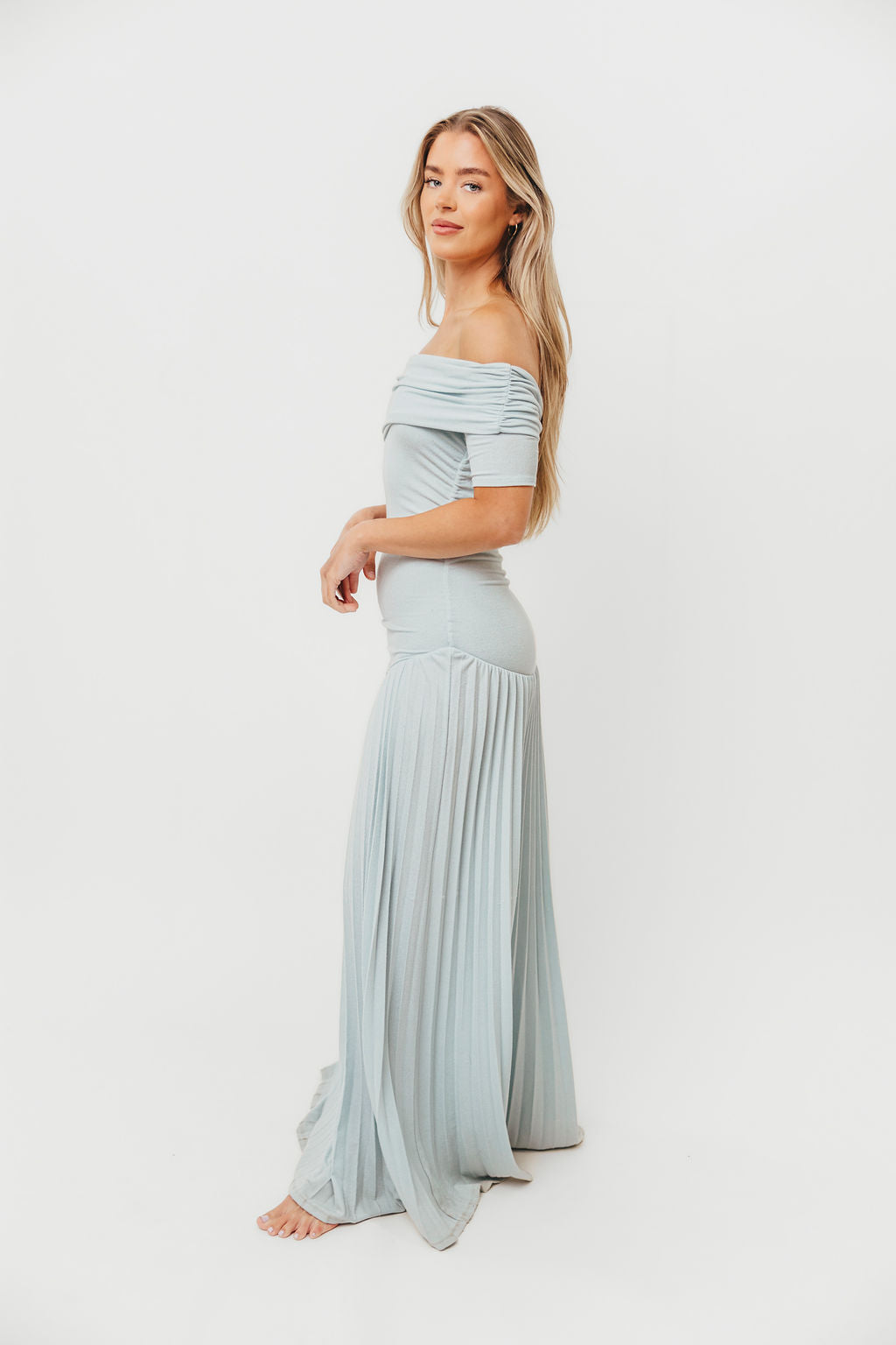 The Lennox Maxi Dress in Dusty Blue - Bump Friendly - Image 5
