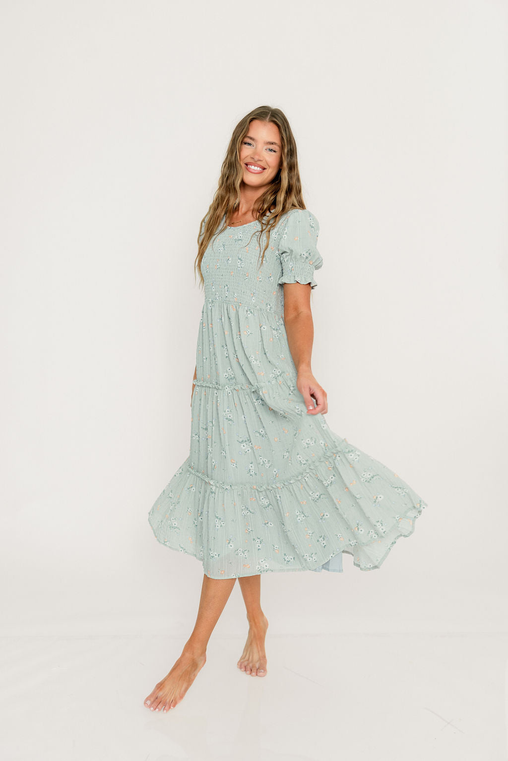 McCall Midi Dress in Hint of Mint - Bump Friendly - Image 2